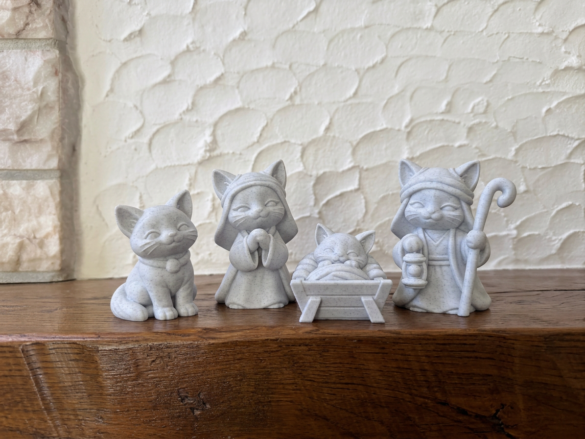Krippe Katze Weihnachtskrippe Set