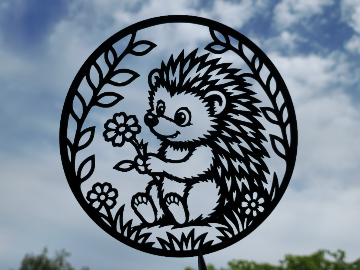 Niedlicher Igel mit Blumen 2D Wandkunst Wandbild Wanddeko Wanddekoration
