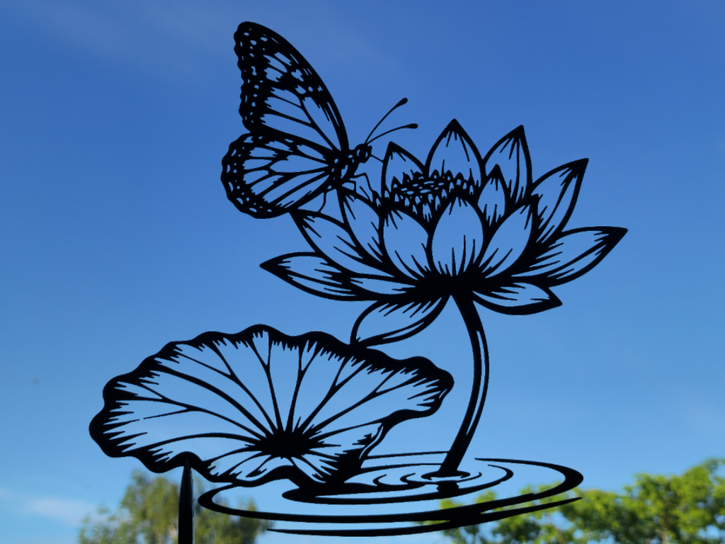 Schmetterling Lotusblume 2D Wandkunst Wandbild Wanddeko Wanddekoration