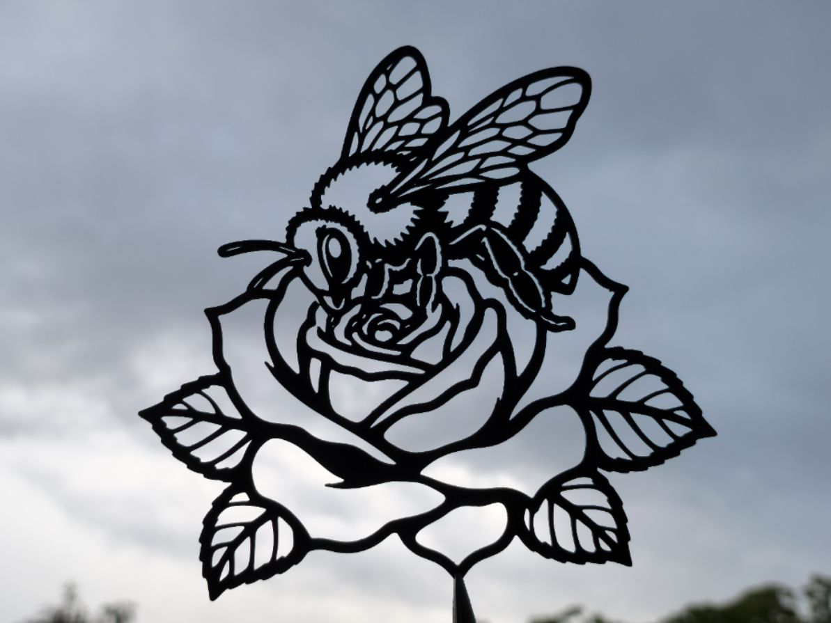 Bienen und Rosen-Wandkunst Wandbild Wanddeko Wanddekoration Tierfigur Deko