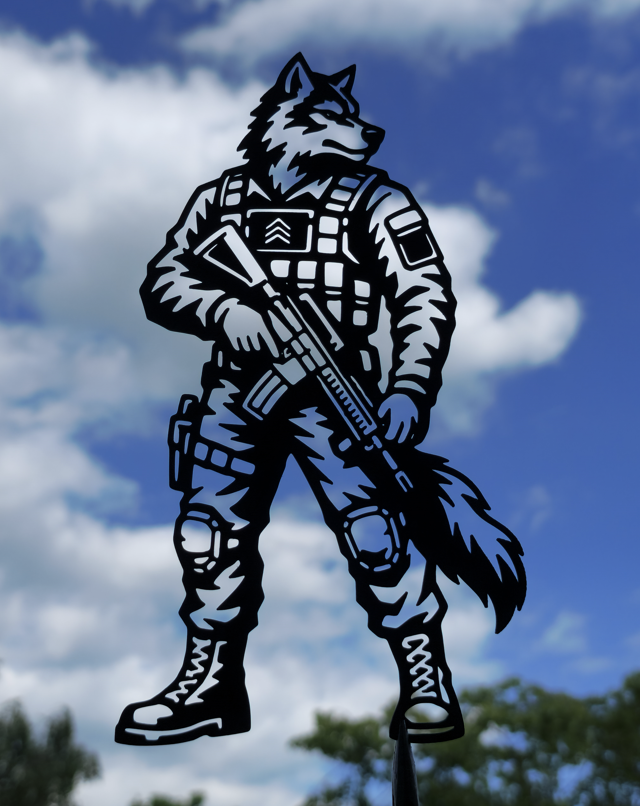 Wolf Soldat Wandkunst Wandbild Wanddeko Wanddekoration Tierfigur Tiere