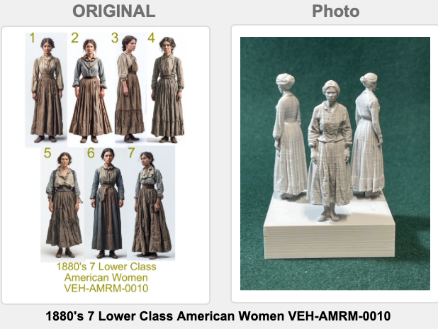 1880er 7 amerikanische Frauen der Unterschicht Figur Deko Statue Miniatur