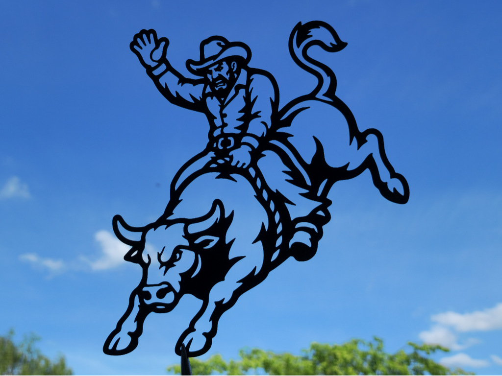 Cowboy Bull Rider 2D Wandkunst Wandbild Wanddeko Wanddekoration Tierfigur