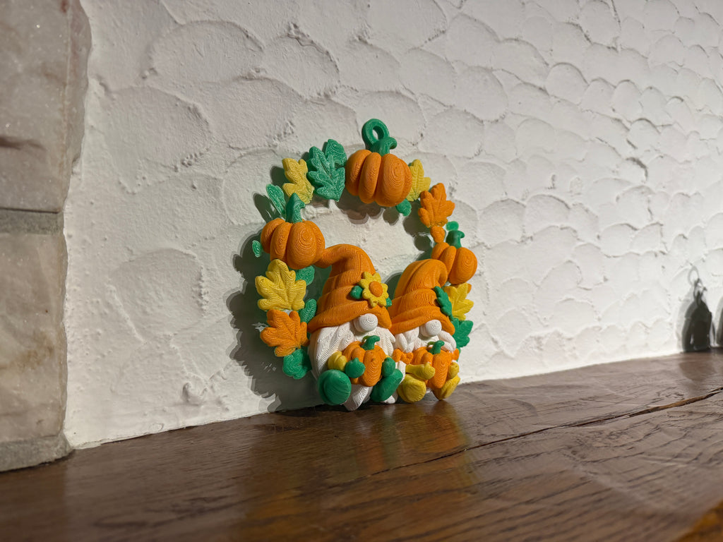 Herbstkranz mit Kürbis und Wichteln Türkranz Deko