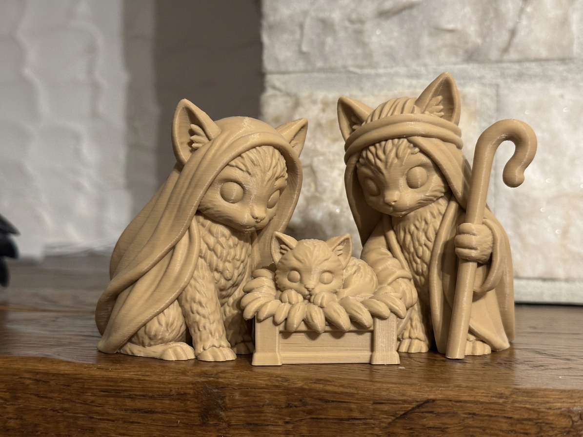 Weihnachtskrippe mit Katzen Krippenfiguren