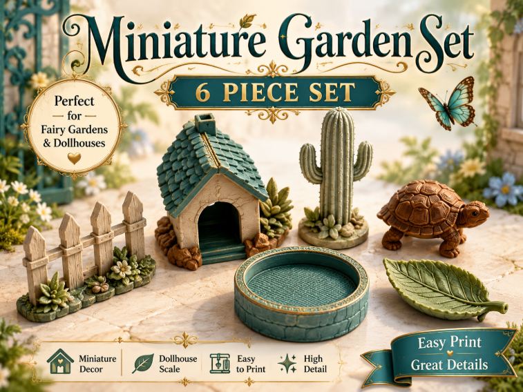Miniatur-Gartenset 6 Teile Feengarten Figur Deko Statue Fantasy Puppenhaus