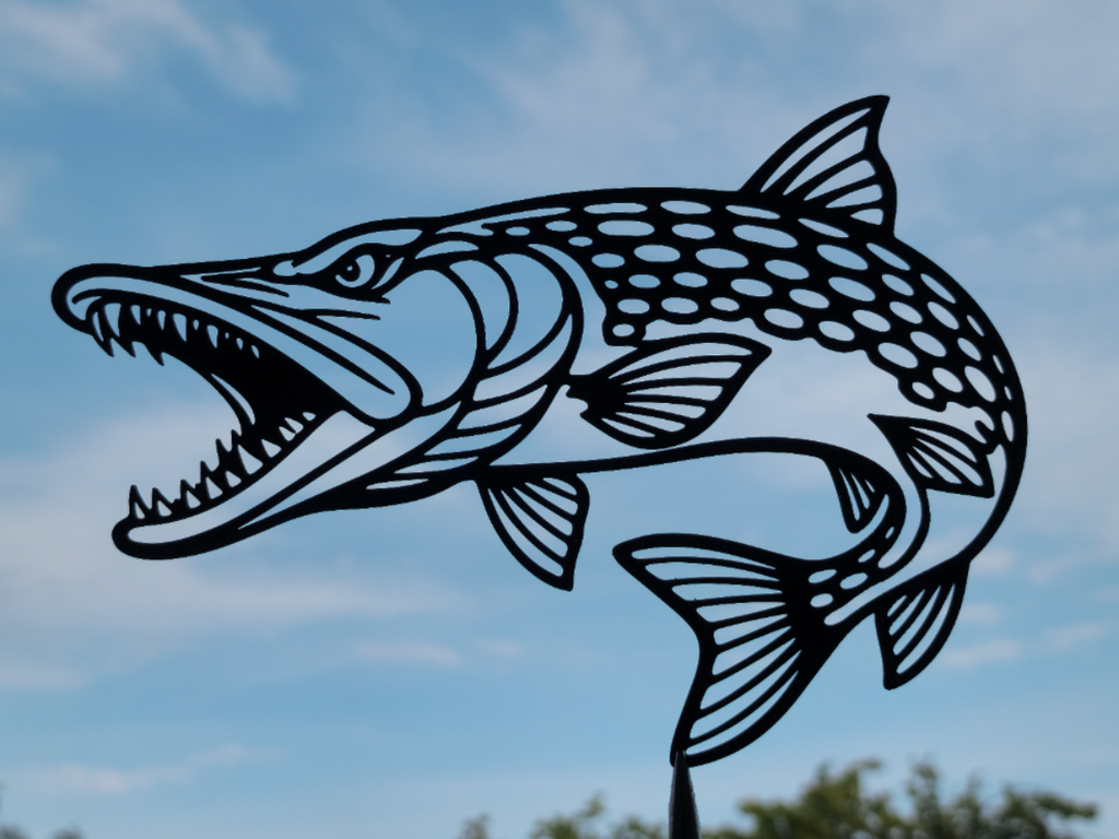 Hechtfisch Wandkunst Wandbild Wanddeko Wanddekoration Tierfigur Tiere Deko