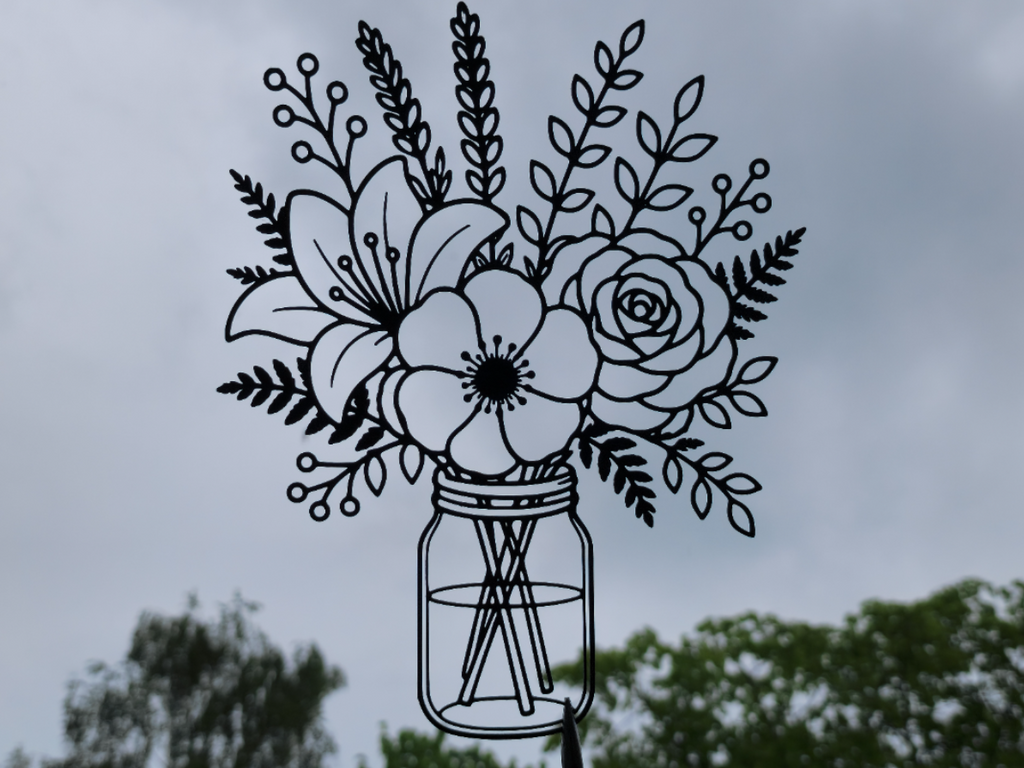 Blumenstrauß im Einmachglas 2D Wandkunst Wandbild Wanddeko Wanddekoration