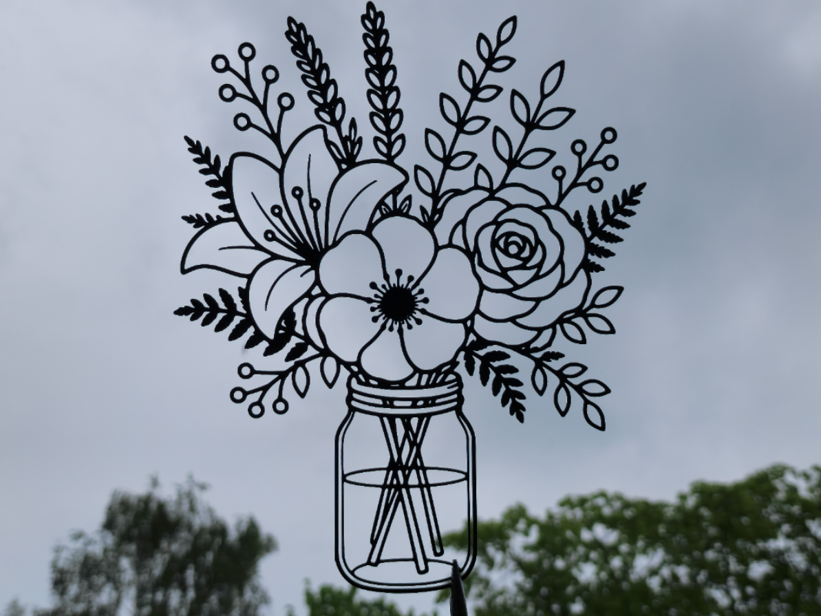 Blumenstrauß im Einmachglas 2D Wandkunst Wandbild Wanddeko Wanddekoration