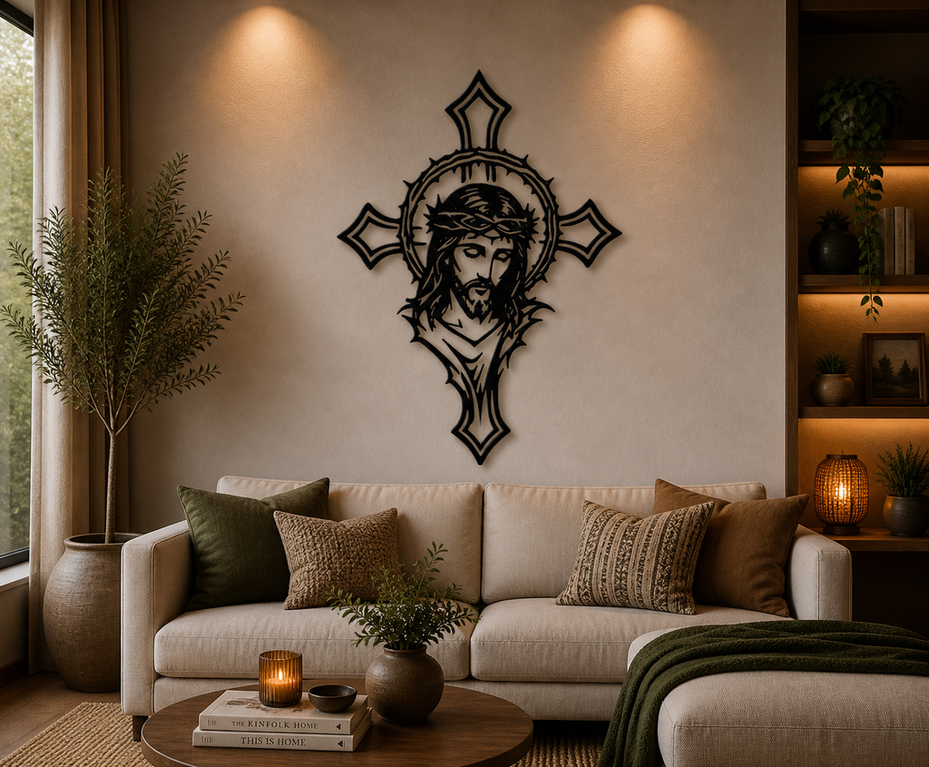 Jesus Gesicht Kreuz 2D Wandkunst Wandbild Wanddeko Wanddekoration Deko