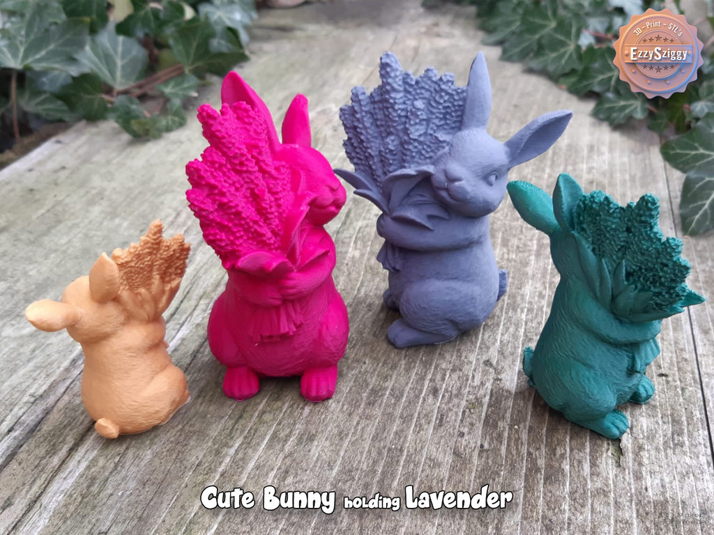 Niedliches Häschen mit Lavendel Figur Deko Statue Ostern Osterdeko süß