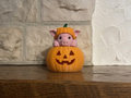 Teelichthalter Kürbis mit Schwein Halloween Deko