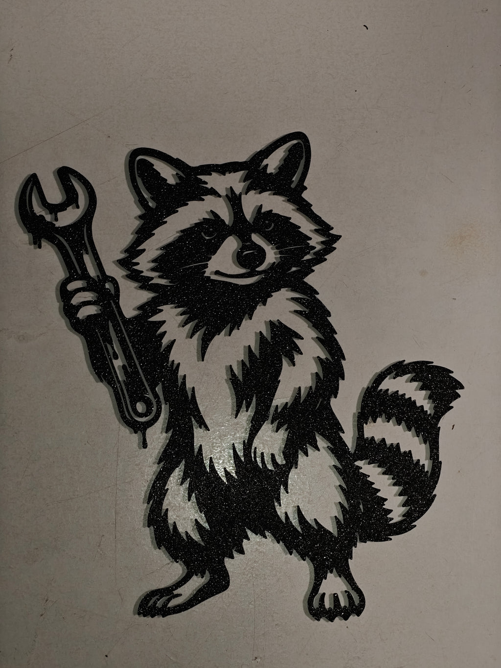 Mechaniker-Waschbär Wandkunst-Deko Wandbild Wanddeko Wanddekoration Tiere