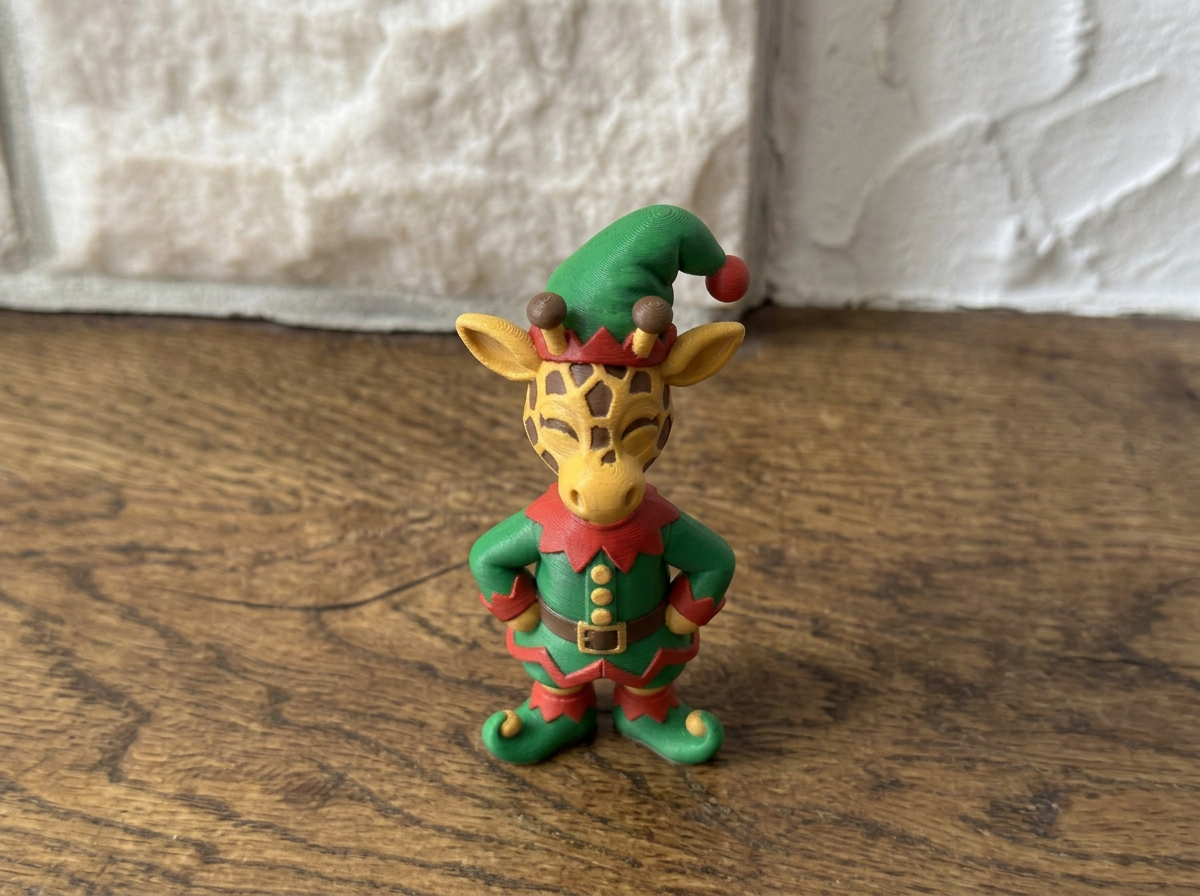 Weihnachtsfigur Giraffe als Weihnachtself