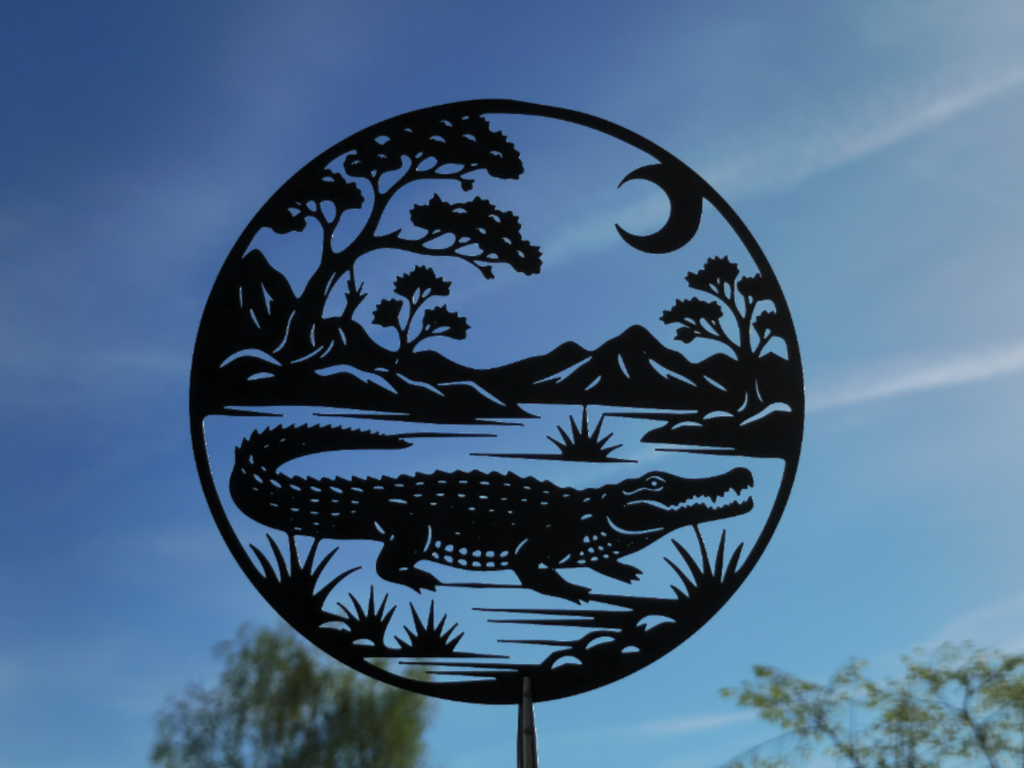 Krokodil Landschaft 2D Wandkunst Wandbild Wanddeko Wanddekoration Tiere