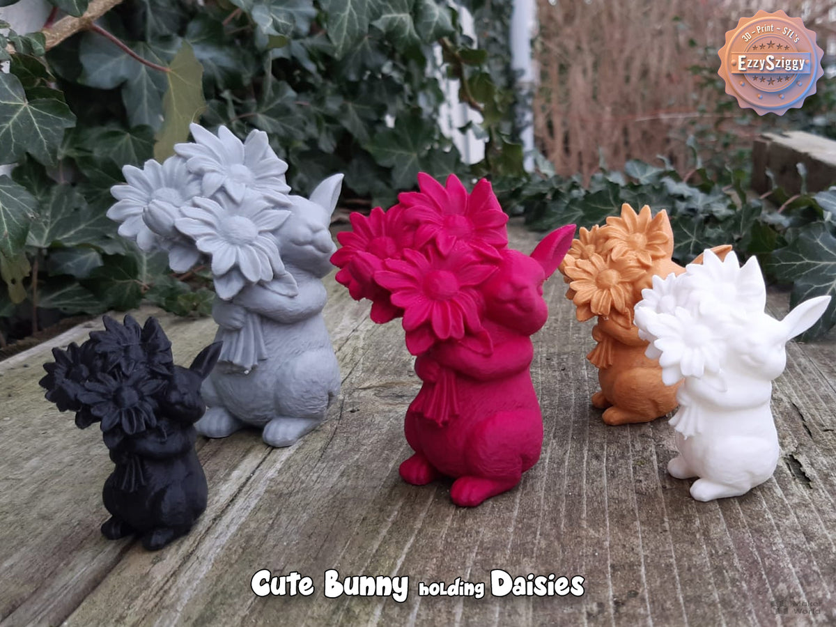 Süßes Häschen mit Gänseblümchen Figur Deko Statue Ostern Osterdeko süß