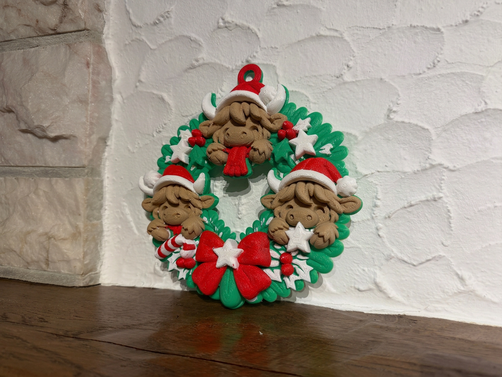 Weihnachtskranz mit Hochlandrindern Türkranz Deko