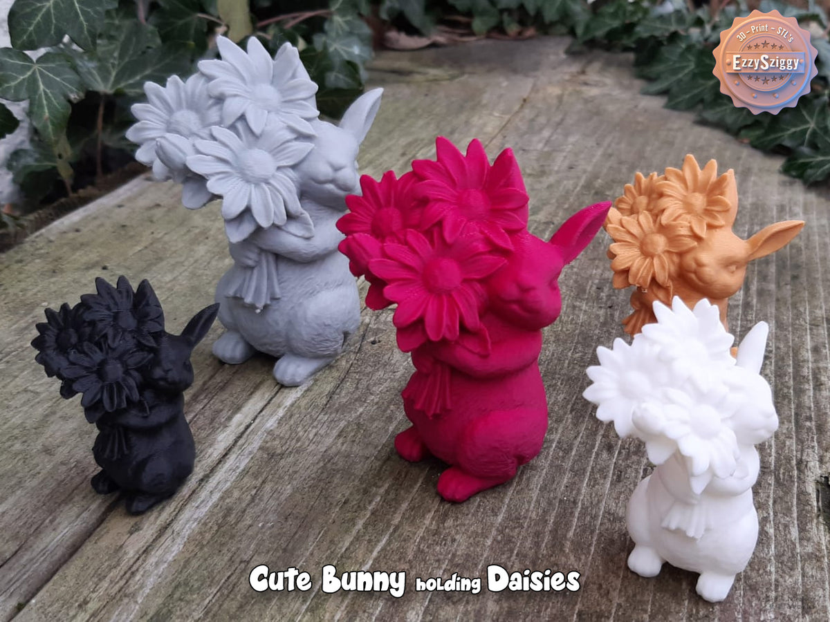 Süßes Häschen mit Gänseblümchen Figur Deko Statue Ostern Osterdeko süß