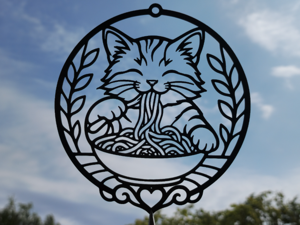 Süße Katze isst Ramen Wandkunst Wandbild Wanddeko Wanddekoration Tierfigur
