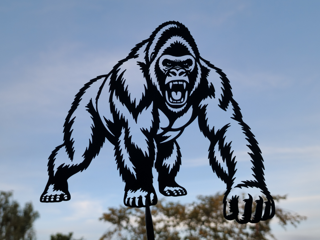 Wütender Gorilla im Ansturm Wandkunst Dekor Wandbild Wanddeko Tierfigur