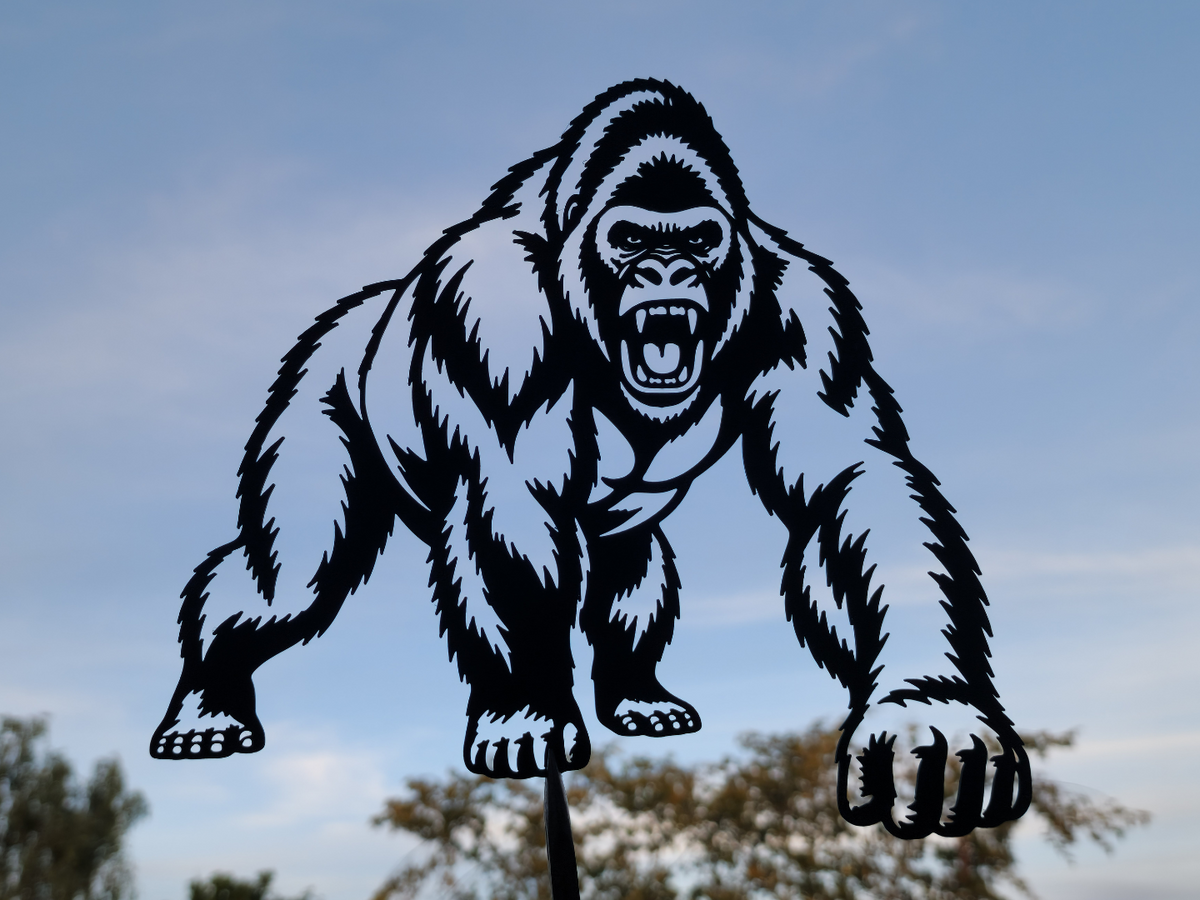 Wütender Gorilla im Ansturm Wandkunst Dekor Wandbild Wanddeko Tierfigur