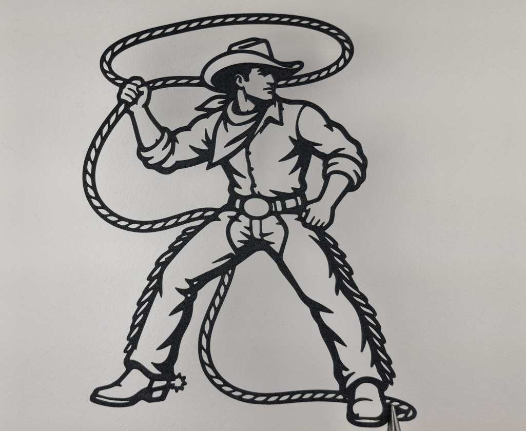 Cowboy Lasso 2D Wandkunst Wandbild Wanddeko Wanddekoration Tierfigur Tiere