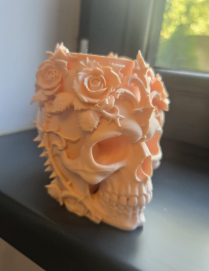 Gotischer Rosen-Totenkopf LED Kerzenhalter Teelichthalter Deko Halloween