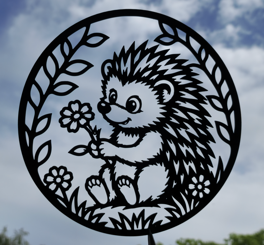Niedlicher Igel mit Blumen 2D Wandkunst Wandbild Wanddeko Wanddekoration
