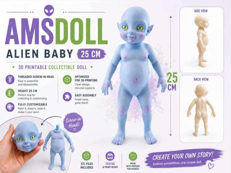 AMSDOLL Alien Baby Cm Screw Kopf Figur Deko Statue Skulptur Dekoration