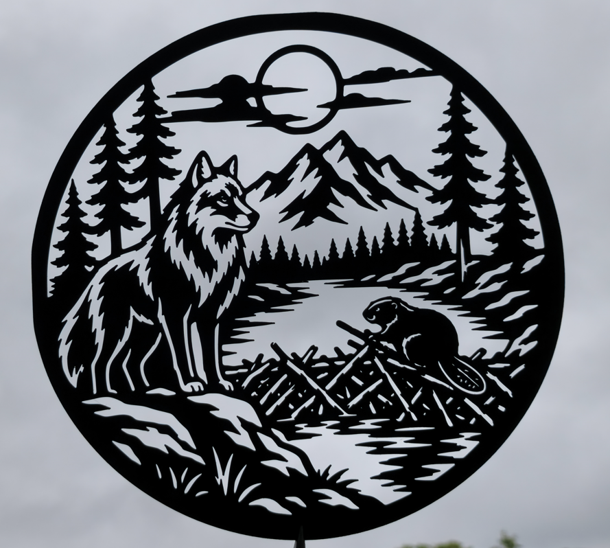 Wolf und Biber Wildnis Wandkunst Dekor Wandbild Wanddeko Wanddekoration