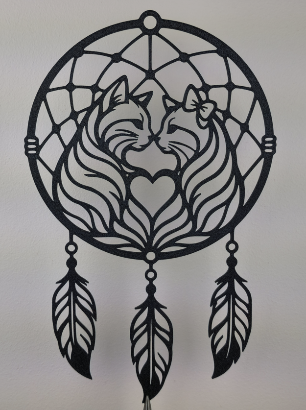 Katzenpärchen Traumfänger Wandkunst Wandbild Wanddeko Wanddekoration Liebe