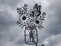 Schmetterlings-Blumenstrauß Wandkunst Wandbild Wanddeko Wanddekoration