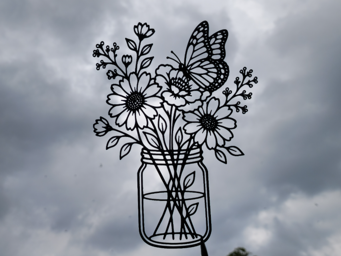 Schmetterlings-Blumenstrauß Wandkunst Wandbild Wanddeko Wanddekoration
