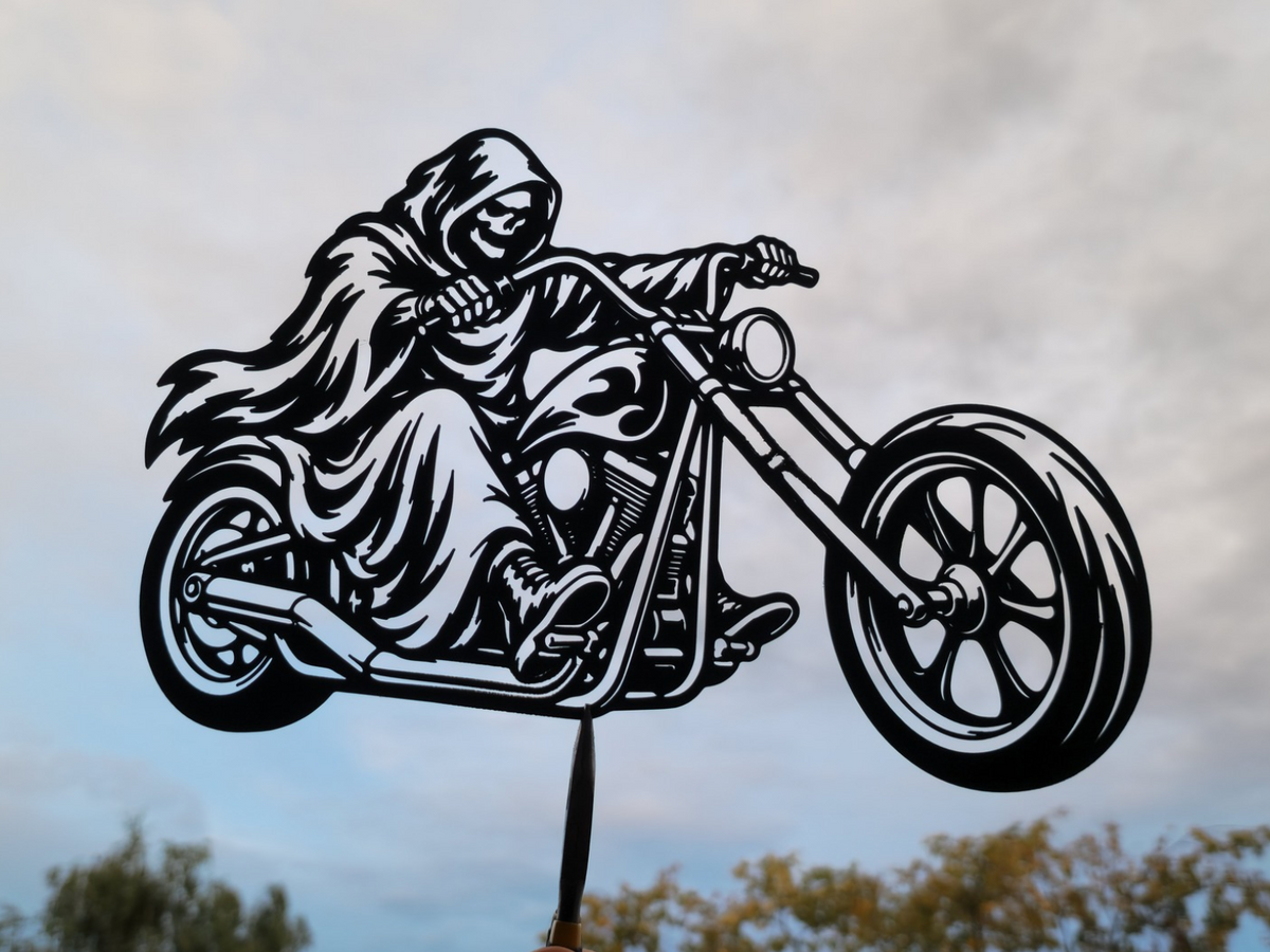 Sensemann Chopper Motorrad Wandkunst Wandbild Wanddeko Wanddekoration Deko