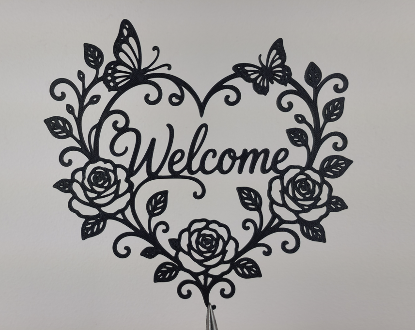 Willkommen Schmetterling Herz 2D Wandkunst Wandbild Wanddeko Valentinstag