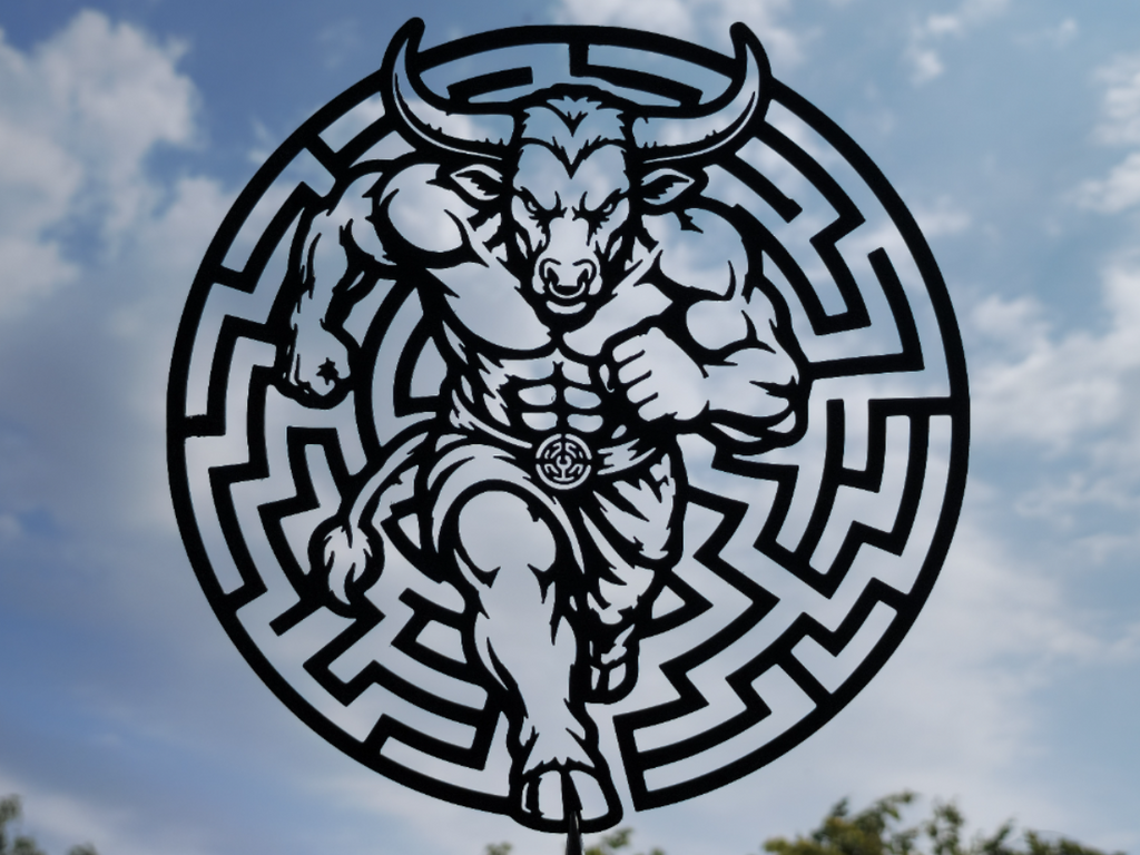 Stürmender Minotaurus Labyrinth Wandkunst Wandbild Wanddeko Wanddekoration