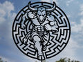 Stürmender Minotaurus Labyrinth Wandkunst Wandbild Wanddeko Wanddekoration