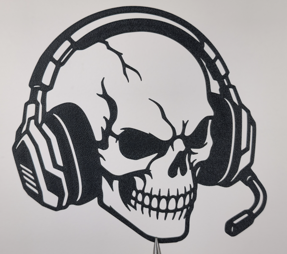 Schädel Gamer Headset Wandkunst Wandbild Wanddeko Wanddekoration Halloween