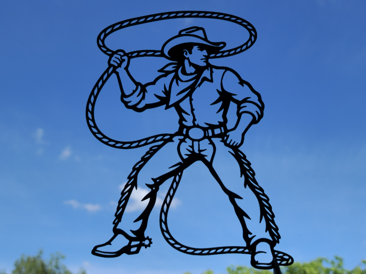 Cowboy Lasso 2D Wandkunst Wandbild Wanddeko Wanddekoration Tierfigur Tiere