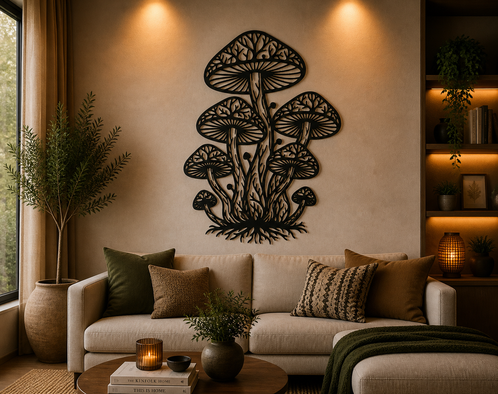 Mystische Waldpilze 2D Wandkunst Wandbild Wanddeko Wanddekoration Deko