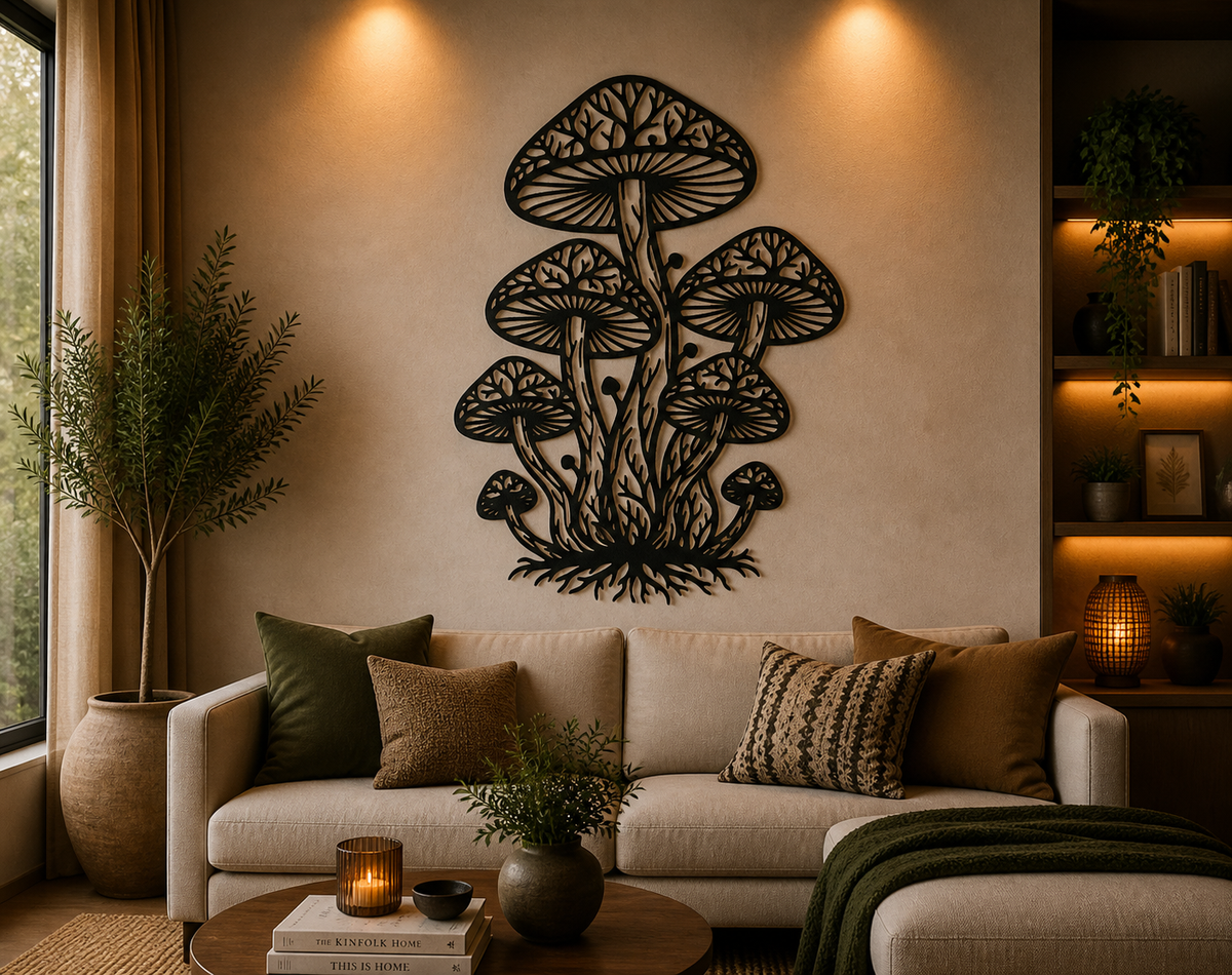 Mystische Waldpilze 2D Wandkunst Wandbild Wanddeko Wanddekoration Deko