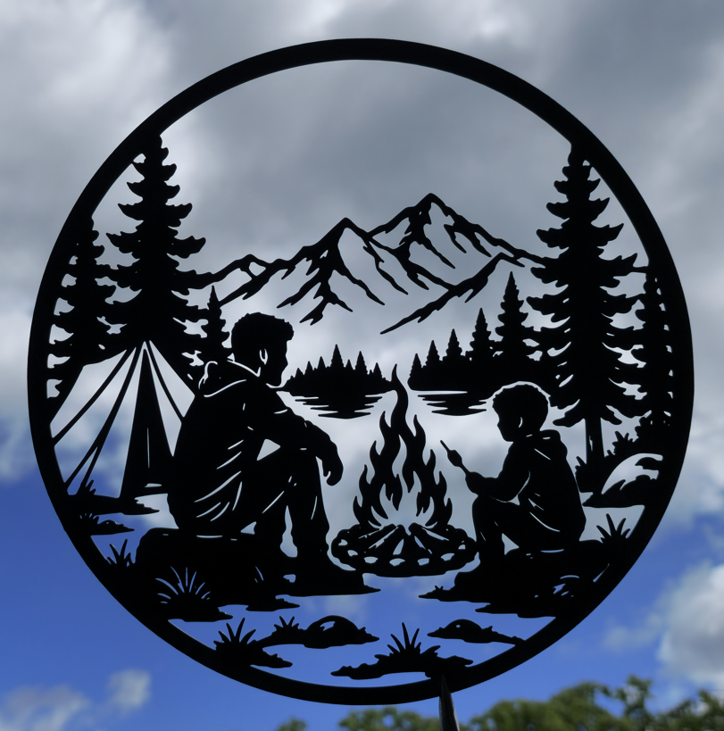 Camping Familie Berg Wandkunst Wandbild Wanddeko Wanddekoration Wohnzimmer