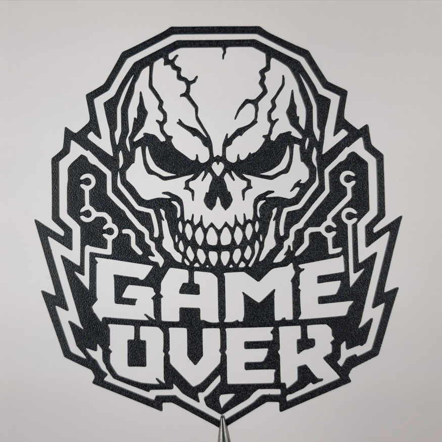 Game Over Schädel Gamer Wandkunst Deko Wandbild Wanddeko Wanddekoration