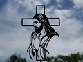 Betender Jesus Kreuz 2D Wandkunst Christliche Dekoration Wandbild Wanddeko