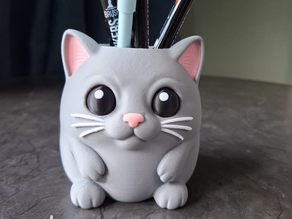 Niedlicher Katzenstifthalter Figur Deko Statue Tierfigur Tiere Geschenk