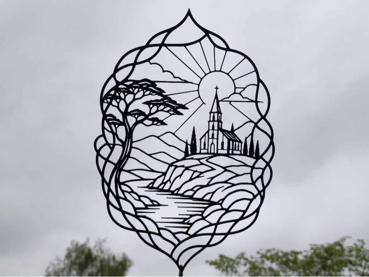 Kirchenlandschaft 2D Wandkunst Wandbild Wanddeko Wanddekoration Wohnzimmer