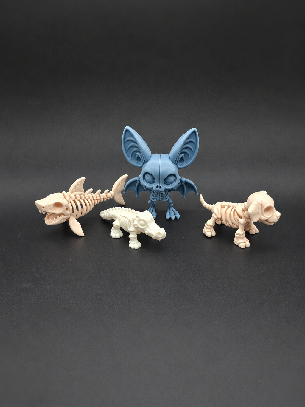 Chibi Skelett Tiere Halloween Set von 4 Figur Deko