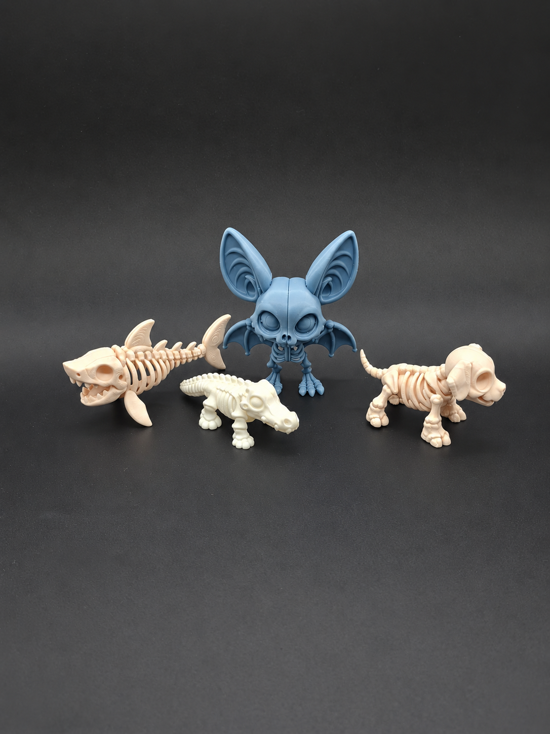 Chibi Skelett Tiere Halloween Set von 4 Figur Deko