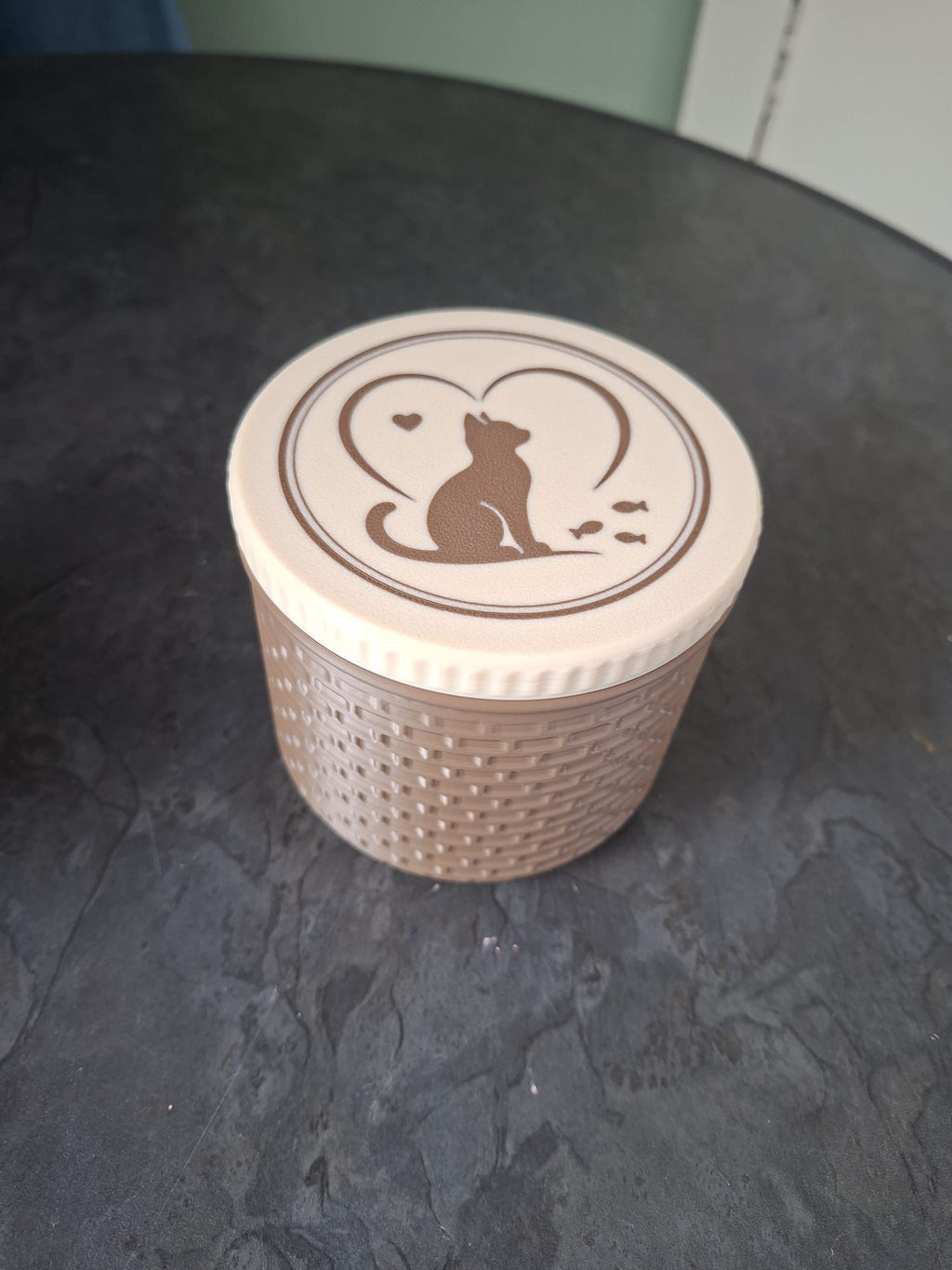 Purrfect Leckerli-Behälter Aufbewahrungsbox für Katzenleckerlis Figur Deko