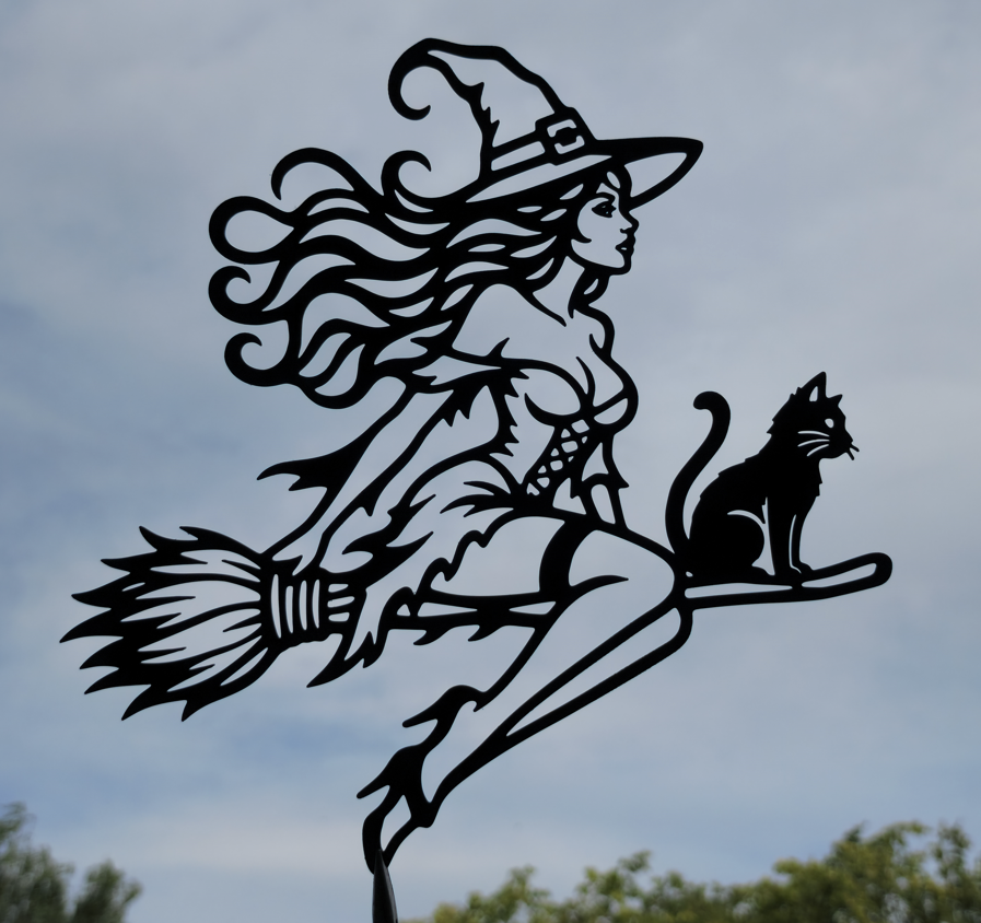 Hexen und schwarze Katze Wandkunst Wandbild Wanddeko Wanddekoration Deko